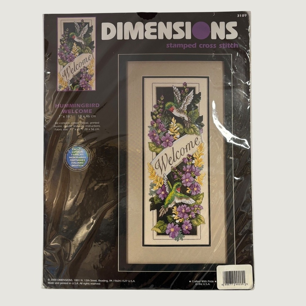 Dimensions Hummingbird Welcome Cross Stitch Kit 3189 Vintage 2000 Floral - Picture 2 of 7